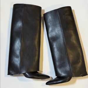 Zara Black Over the Knee Leather Boots